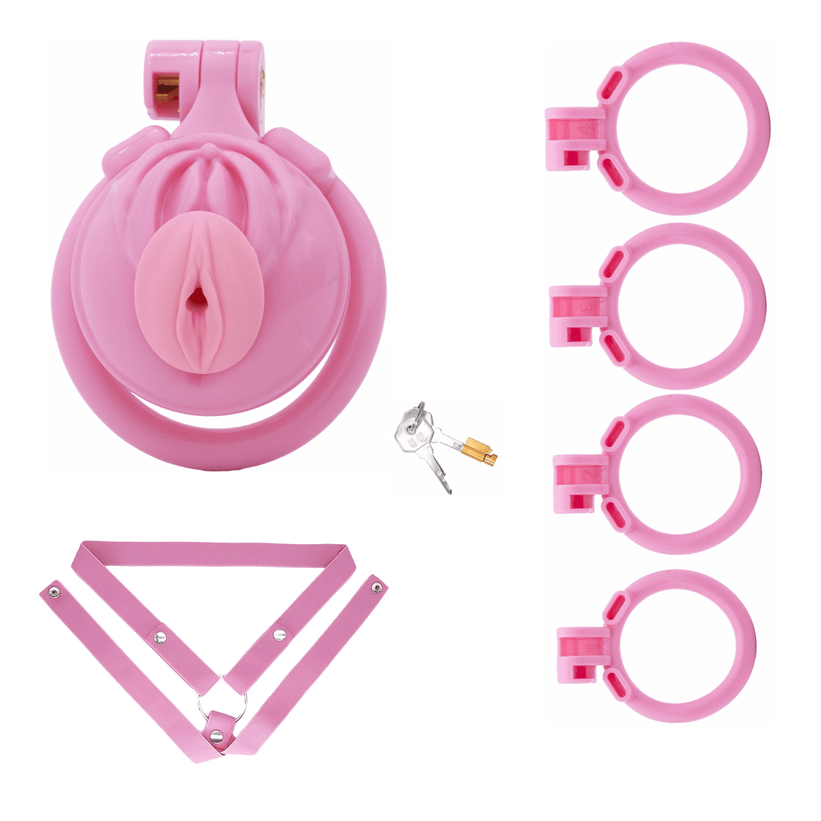 Pink low-profile resin device with ring options support strap and keys