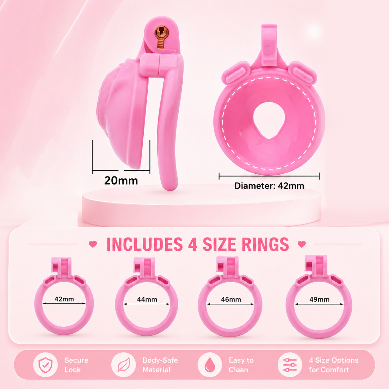 Flat chastity cage size guide